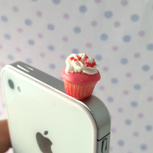 Miniature Sprinkle Cupcake dust plug, phone charm, cell phone strap, iphone, ipad