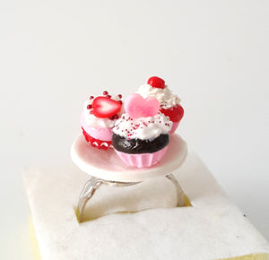 Miniature Valentine Cupcake with adjustable ring band