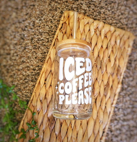 Ice Coffee Please Beer Can Glass