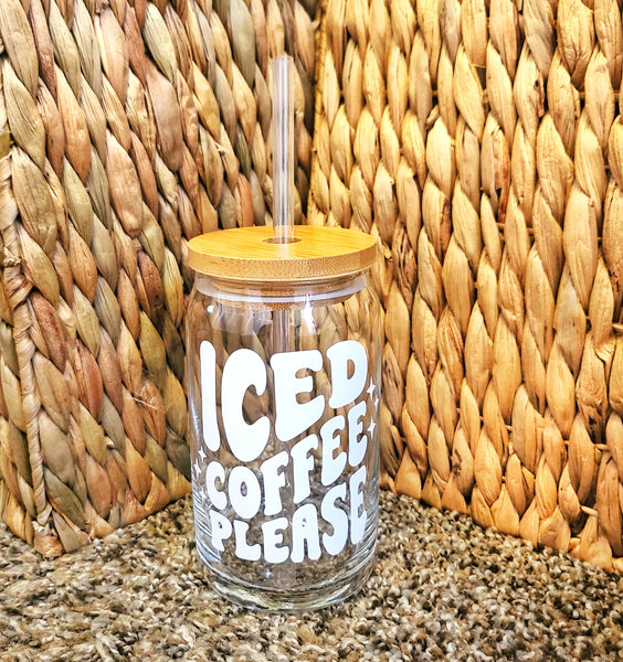 Ice Coffee Please Beer Can Glass