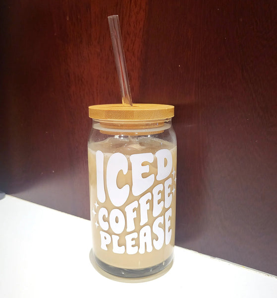 Ice Coffee Please Beer Can Glass