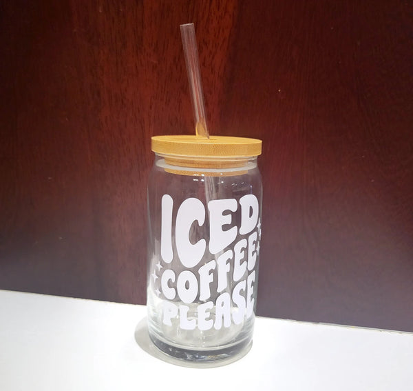 Ice Coffee Please Beer Can Glass