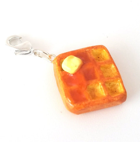 Miniature Waffle with Butter Syrup Charm- Kawaii Polymer clay Waffle Food Charm