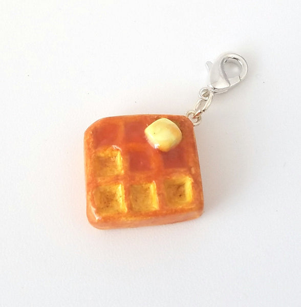 Miniature Waffle with Butter Syrup Charm- Kawaii Polymer clay Waffle Food Charm