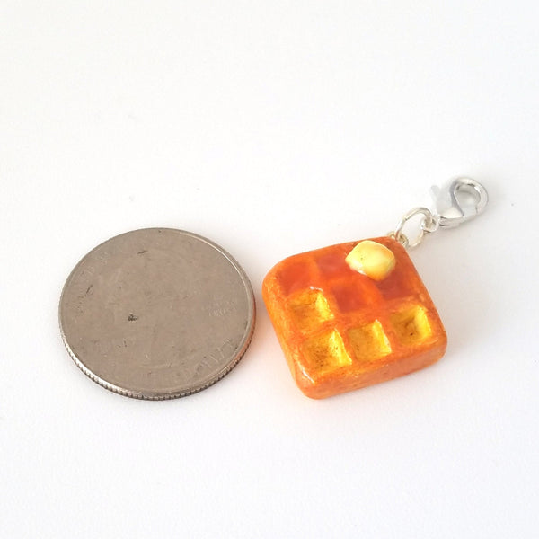 Miniature Waffle with Butter Syrup Charm- Kawaii Polymer clay Waffle Food Charm