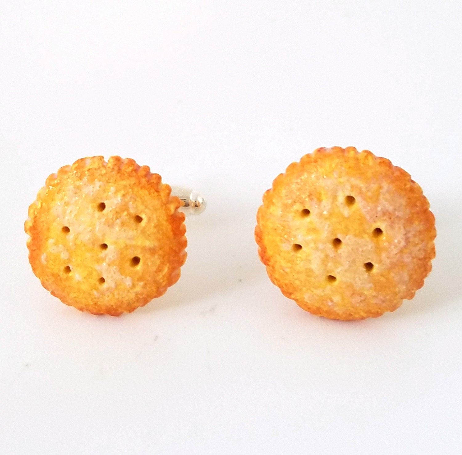 Miniature Food Salty Crackers Cufflinks