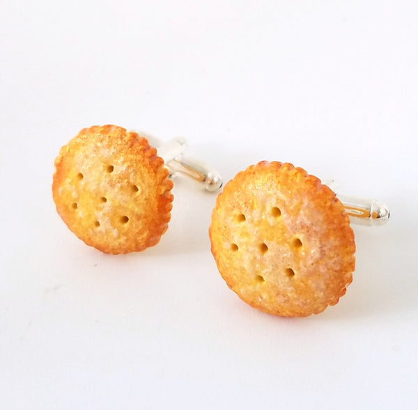 Miniature Food Salty Crackers Cufflinks