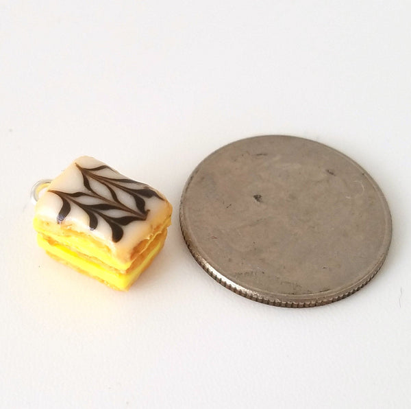 Miniature French Pastry Chocolate Mille Feuille Charm or necklace, Miniature food jewelry,  classic food Napoleon harm, French Pastry