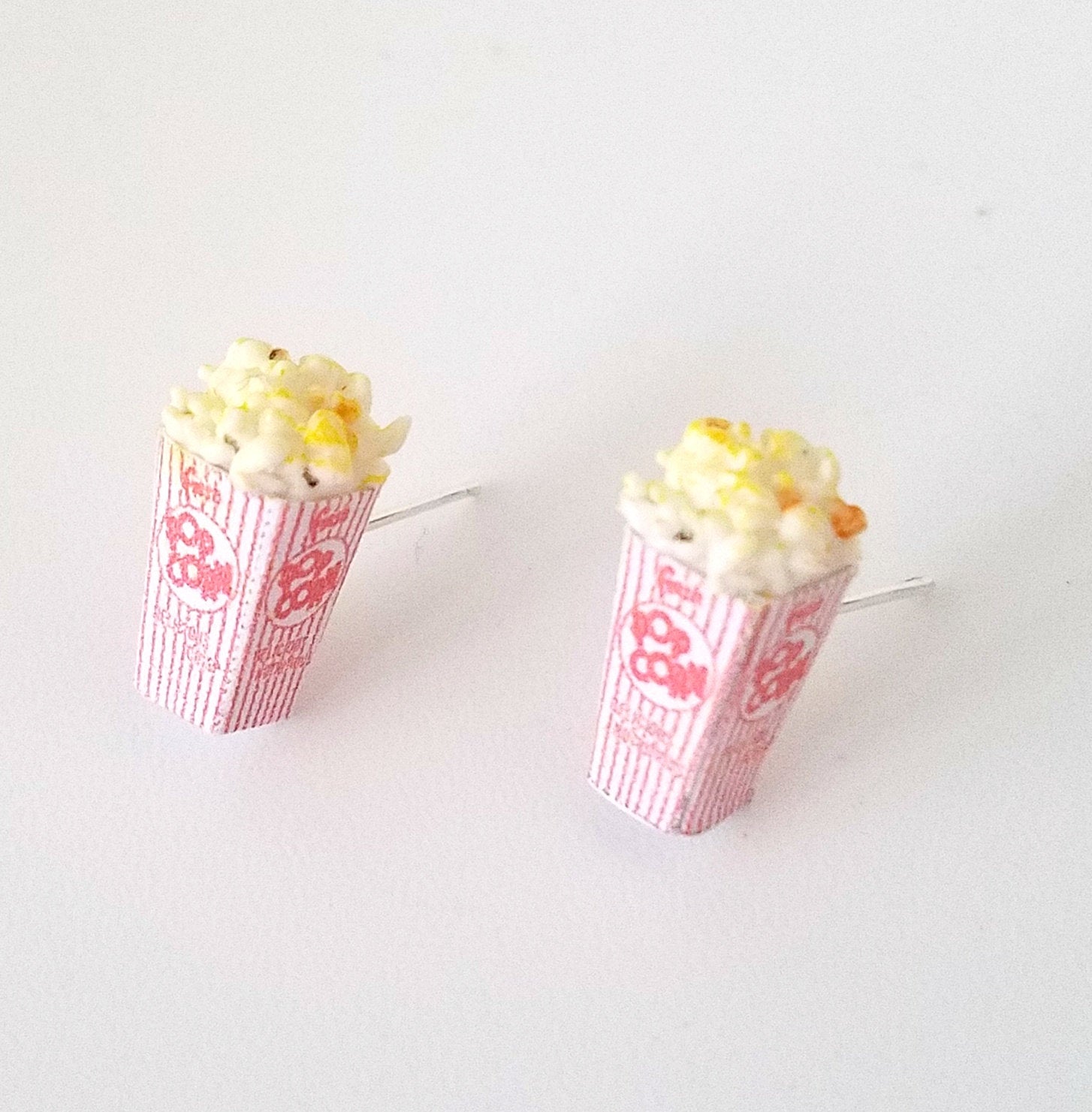 Miniature Buttered Popcorn Stud Earrings, movie nights, Miniature food jewelry