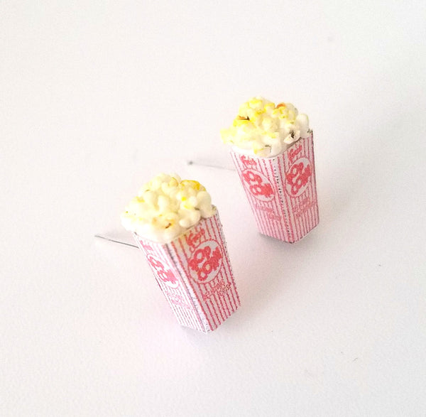 Miniature Buttered Popcorn Stud Earrings, movie nights, Miniature food jewelry