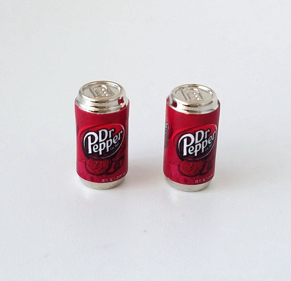 Dr Pepper Soda Can Earrings -Miniature food drink earrings, mini food jewelry, mini soda can, earrings, jewelry, accessories