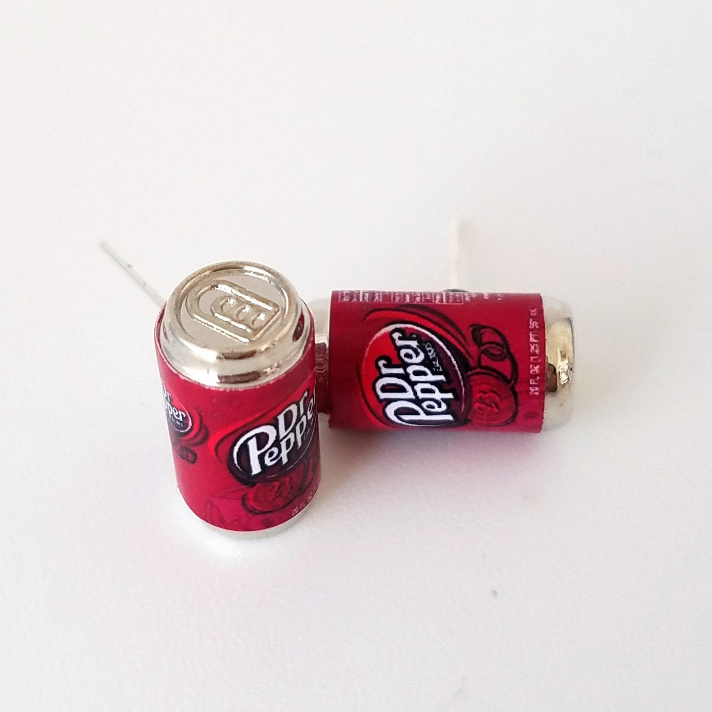 Dr Pepper Soda Can Earrings -Miniature food drink earrings, mini food jewelry, mini soda can, earrings, jewelry, accessories