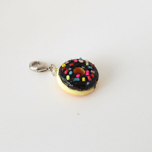 Miniature Sprinkle Chocolate Donut Charm- Doughnut stitch markers