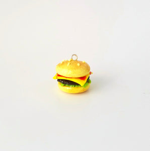 Miniature Cheese Hamburger Charm, Polymer clay, Miniature food charm, Fast food charm, Kawaii charm, Miniature food jewelry