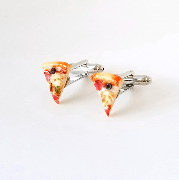 Miniature Supreme Pizza Cufflinks