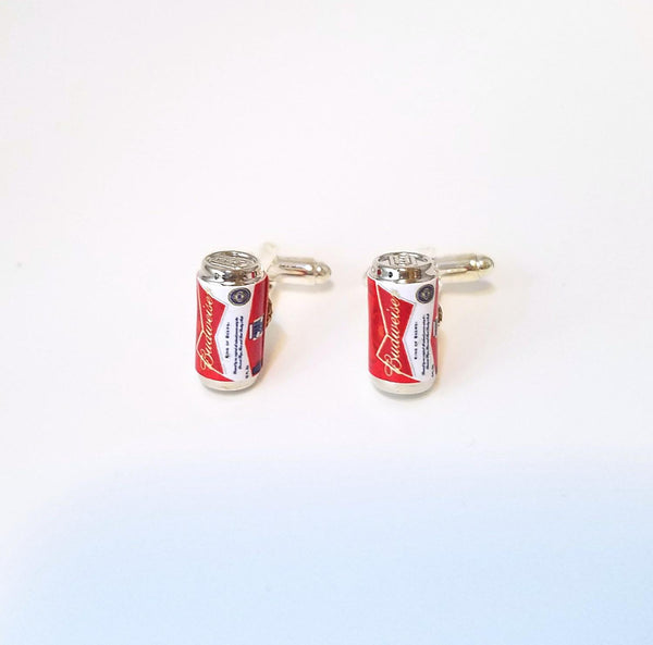 Budweiser Beer Can Cufflinks-Miniature food drink cufflinks,mini beer can,cufflinks,drinks