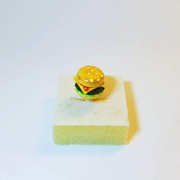 Miniature Yummy Cheese Hamburger Dust plug, Keychain or Phone charm, Fadt food, Hamburger,