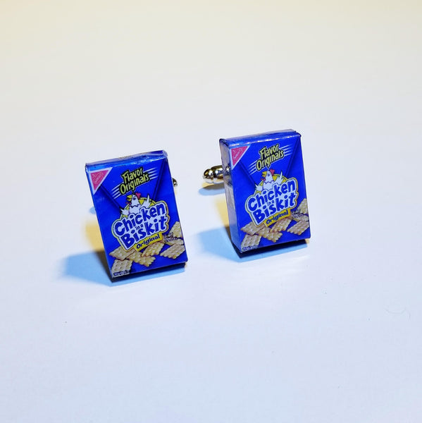 Miniature Chicken Biskit crackers Cufflinks, food jewelry accessories, wedding gifts, breakfast cereal, crackers, snacks