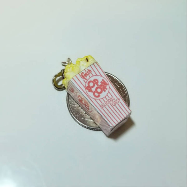 Miniature Movie Popcorn Charm, Miniature food jewelry, Polmer Clay popcorn, Kawaii charms, Food stitch marker