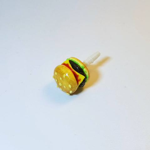 Miniature Yummy Cheese Hamburger Dust plug, Keychain or Phone charm, Fadt food, Hamburger,