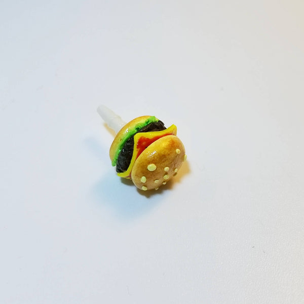 Miniature Yummy Cheese Hamburger Dust plug, Keychain or Phone charm, Fadt food, Hamburger,