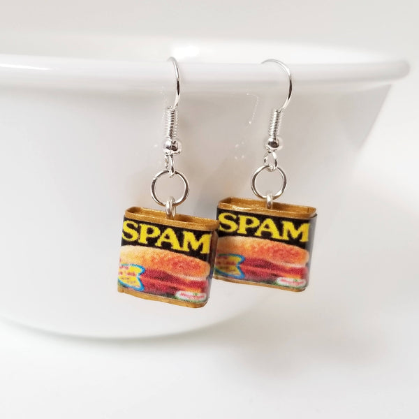 Miniature Can of Spam Earrings with Silver Plated or Sterling Silver your choice