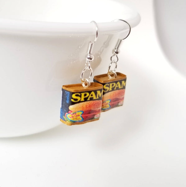 Miniature Can of Spam Earrings with Silver Plated or Sterling Silver your choice