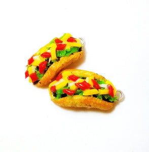 Taco Charm- Miniature food jewelry- Taco pendants- Kawaii charms- Polymer clay