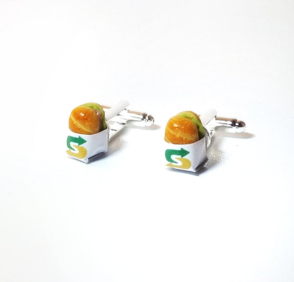 Miniature Food Subway Sandwich (New logo) Cufflinks