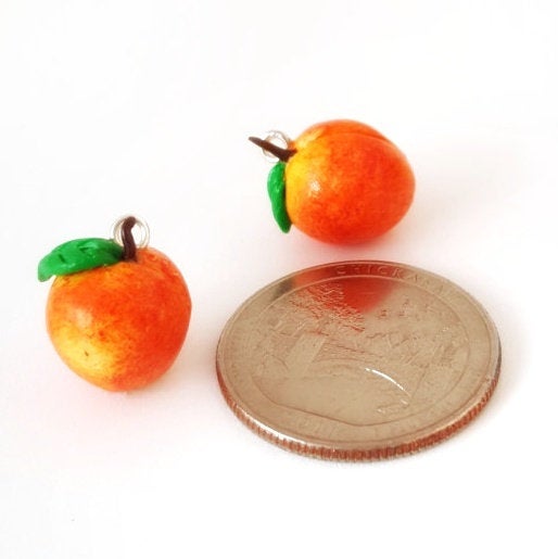 Miniature Food Peach Charm- miniature food jewelry - kawaii Cute food charm - Polymer clay food charm- Peach Fruit pendant