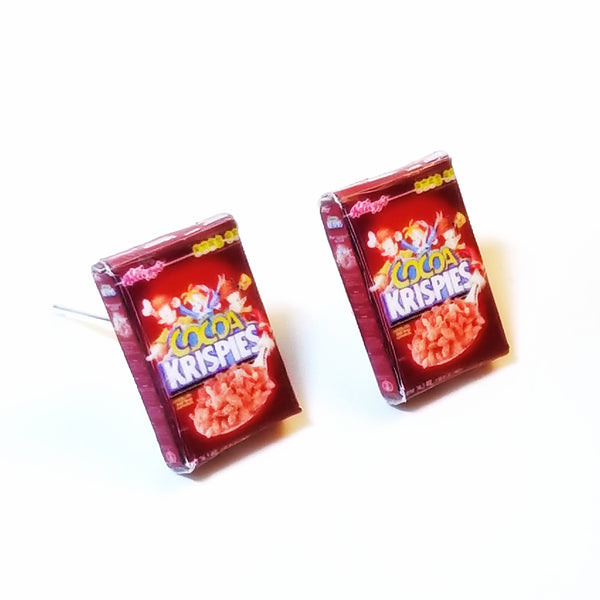 Miniature Coco Krispies Cereals Earrings, miniature food jewelry,  cereal earrings, kawaii, cute, accessories