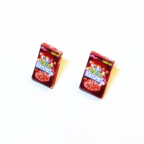 Miniature Coco Krispies Cereals Earrings, miniature food jewelry,  cereal earrings, kawaii, cute, accessories