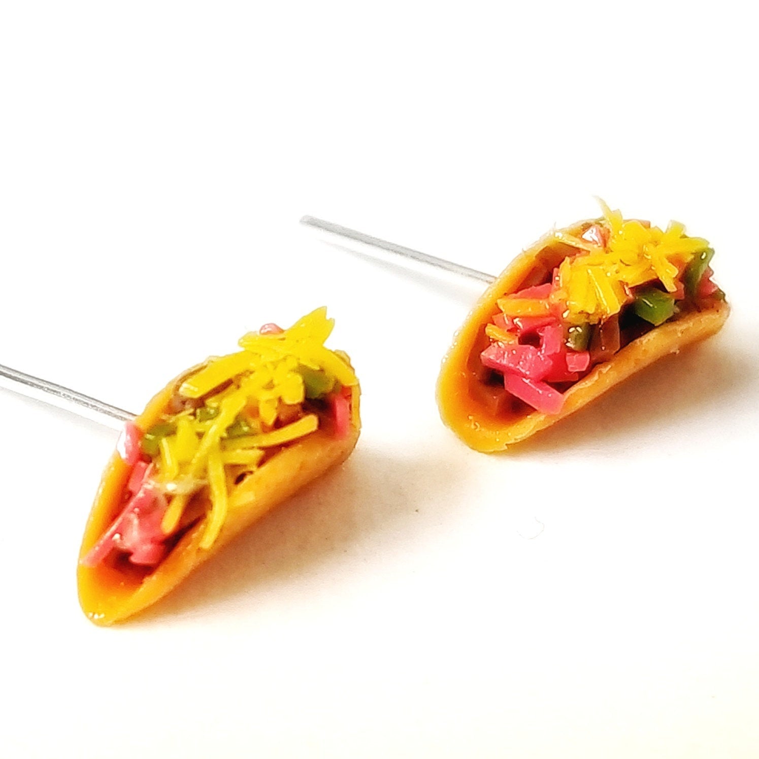 Miniature Tiny Taco Earrings - Taco, Mexican food, snack