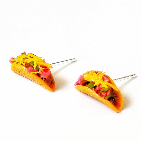 Miniature Tiny Taco Earrings - Taco, Mexican food, snack