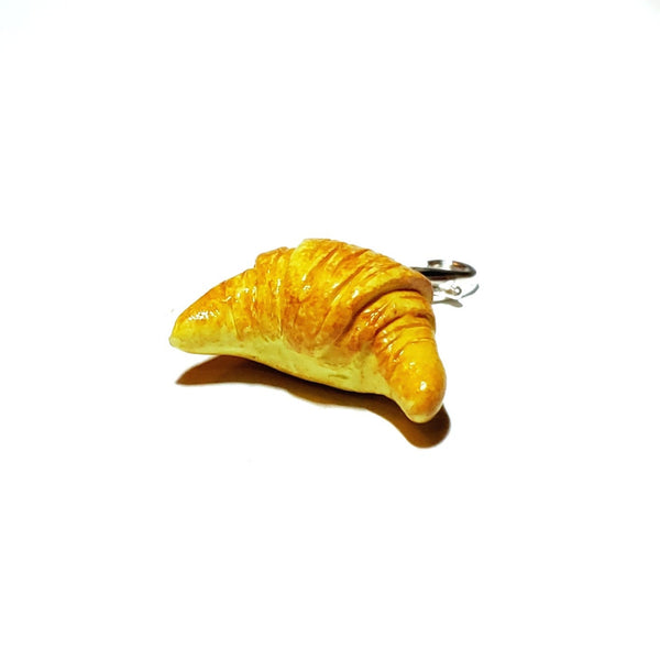 Mini Breakfast Croissant Charm- Miniature food jewelry- Croissant pendants- Kawaii charms- Polymer clay- Miniature Food stitch markers