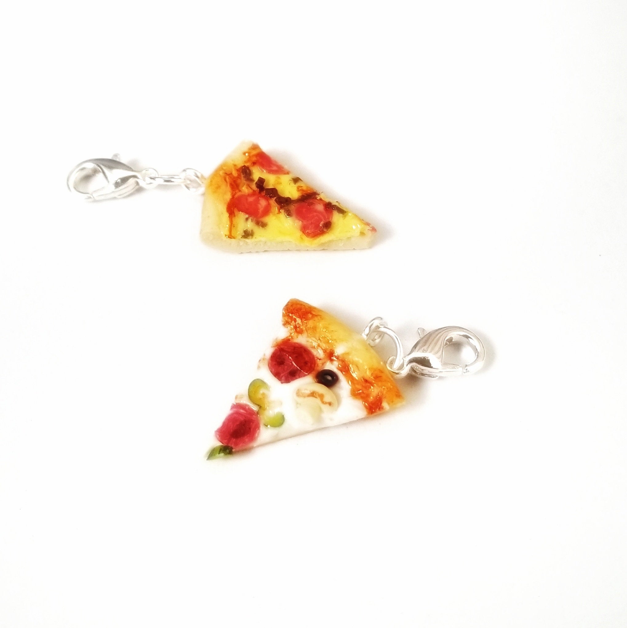 Miniature Supreme and Pepperoni Pizza Charm,