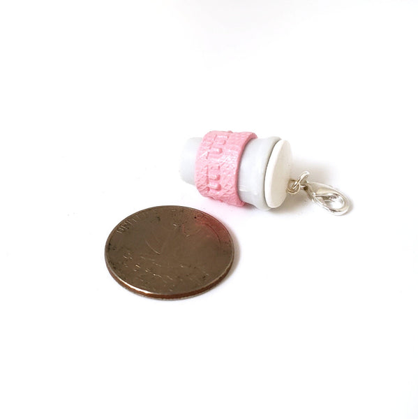 Miniature Custom Coffee Sleeve Charm, Miniature food jewelry, Polmer Clay coffee, Kawaii charms, Food stitch marker