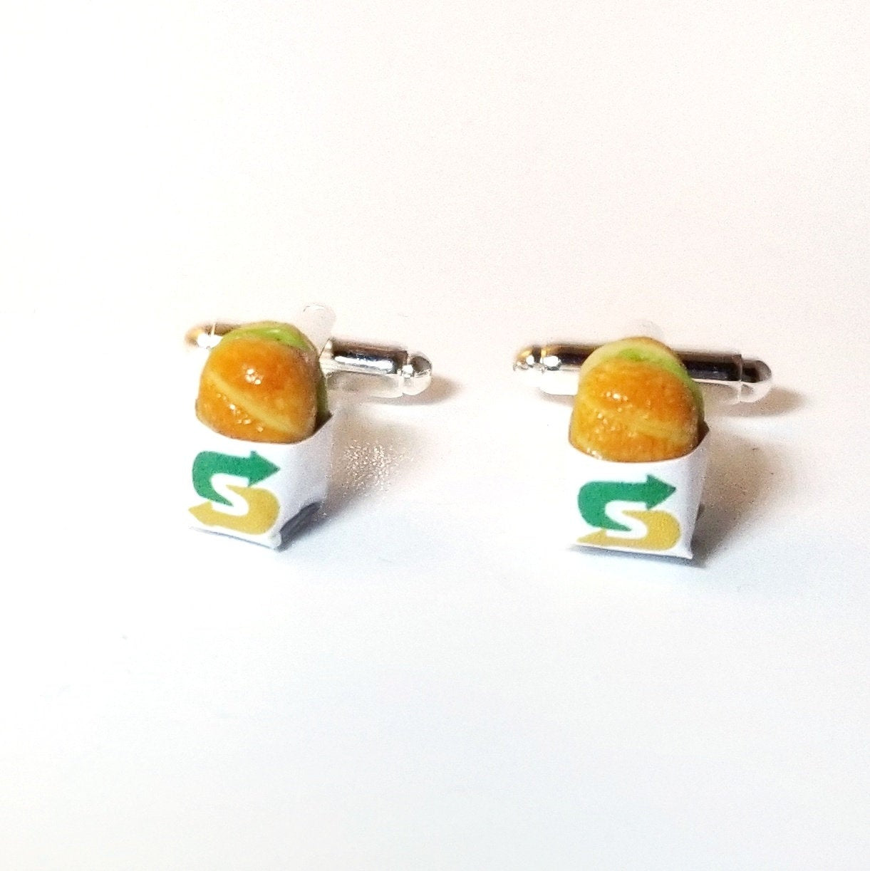 Miniature Food Subway Sandwich (New logo) Cufflinks