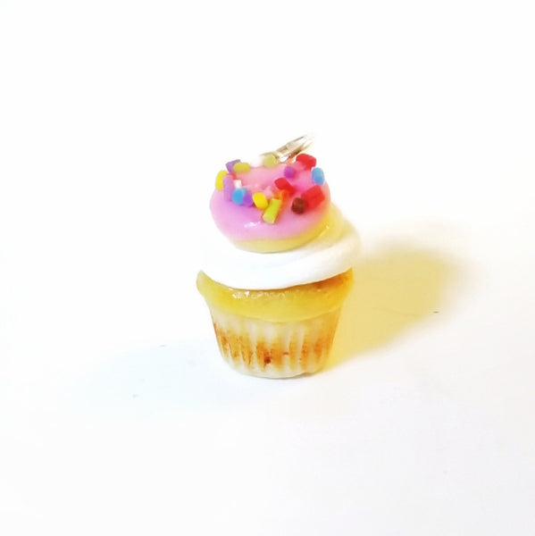 Miniature Villiana Strawberry Pink Sprinkles donut Cupcake charm