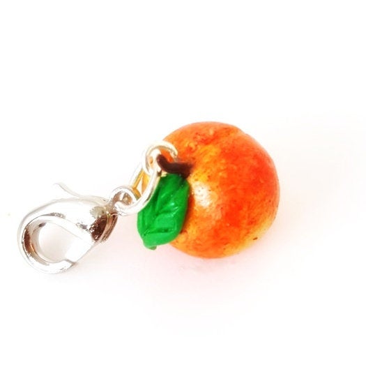 Miniature Food Peach Charm- miniature food jewelry - kawaii Cute food charm - Polymer clay food charm- Peach Fruit pendant