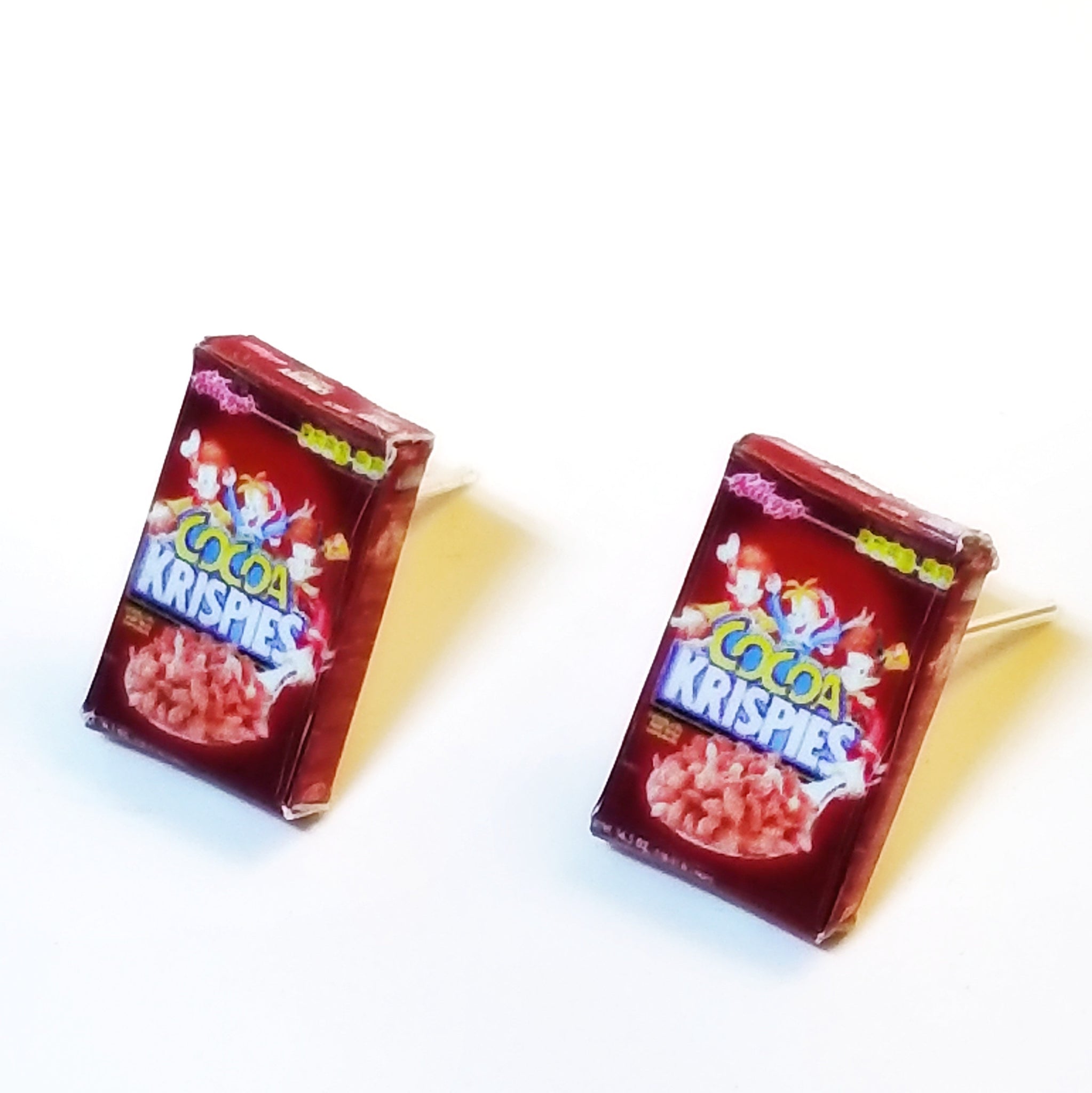 Miniature Coco Krispies Cereals Earrings, miniature food jewelry,  cereal earrings, kawaii, cute, accessories