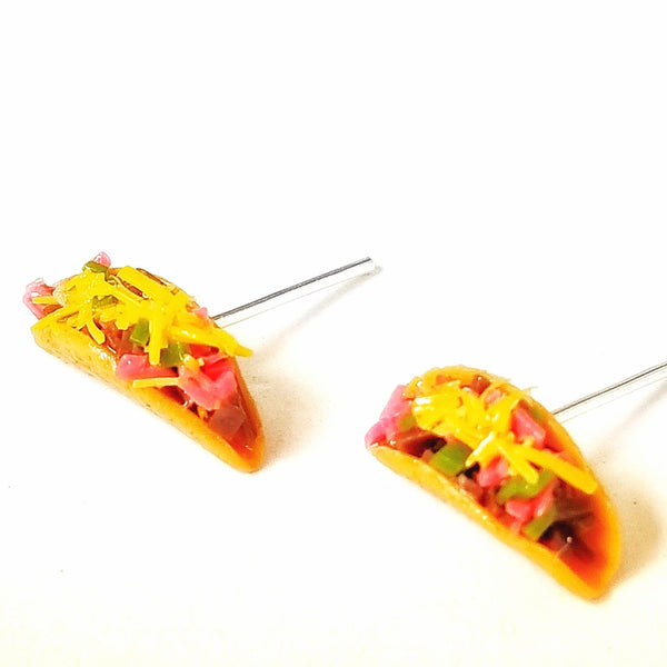 Miniature Tiny Taco Earrings - Taco, Mexican food, snack