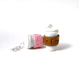 Miniature Custom Coffee Sleeve Charm, Miniature food jewelry, Polmer Clay coffee, Kawaii charms, Food stitch marker