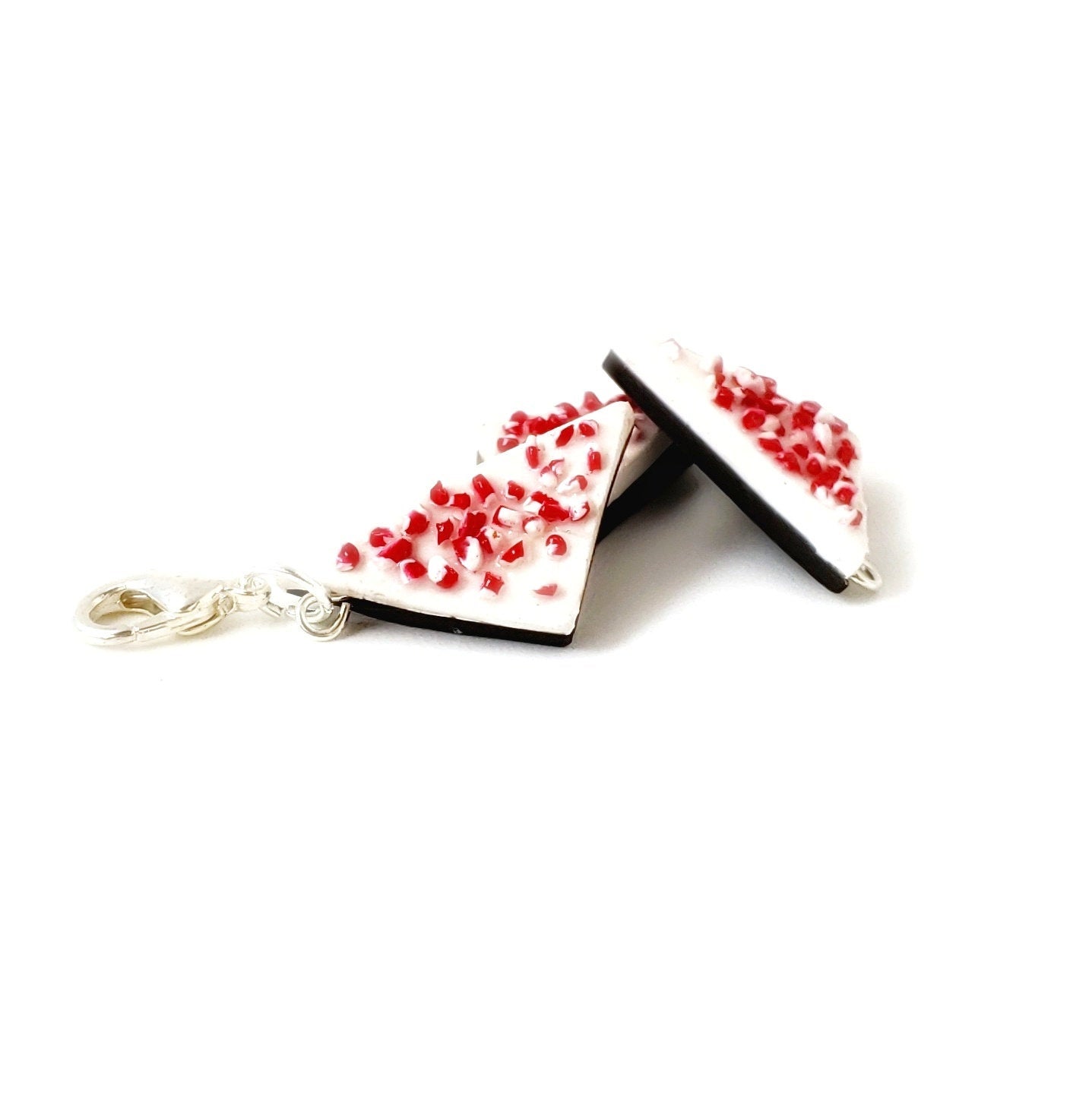 Miniature Food Peppermint Bark Charm- miniature food jewelry - kawaii Cute food charm - Polymer clay food charm- candy pendant