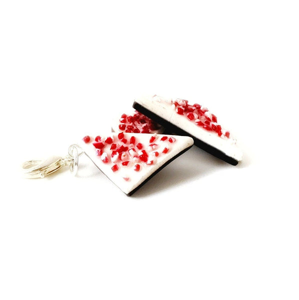 Miniature Food Peppermint Bark Charm- miniature food jewelry - kawaii Cute food charm - Polymer clay food charm- candy pendant