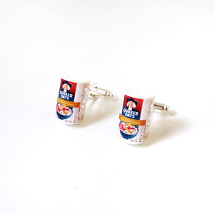 Miniature Quaker Oats Cufflinks - Oatmeal , breakfast meal, food jeweley, cufflinks