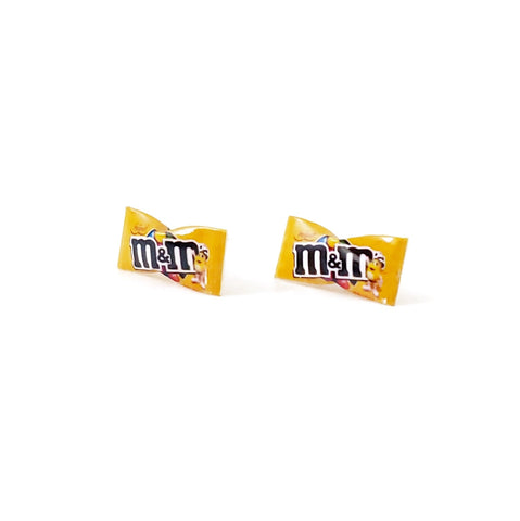 Miniature M&M Yellow Peanut Chocolate Earrings