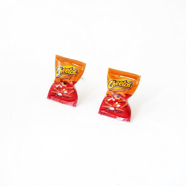 Miniature Cheetos Crunchy Earrings, miniature food jewelry, kawaii, cute