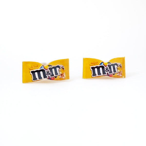 Miniature M&M Yellow Peanut Chocolate Earrings