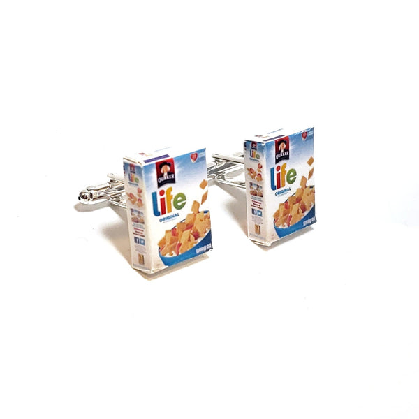 Miniature Life Cereals Cufflinks, food jewelry accessories, wedding gifts, breakfast cereal,